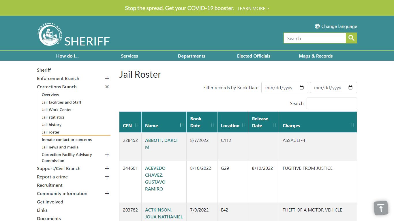 Jail Roster - Clark County, Washington